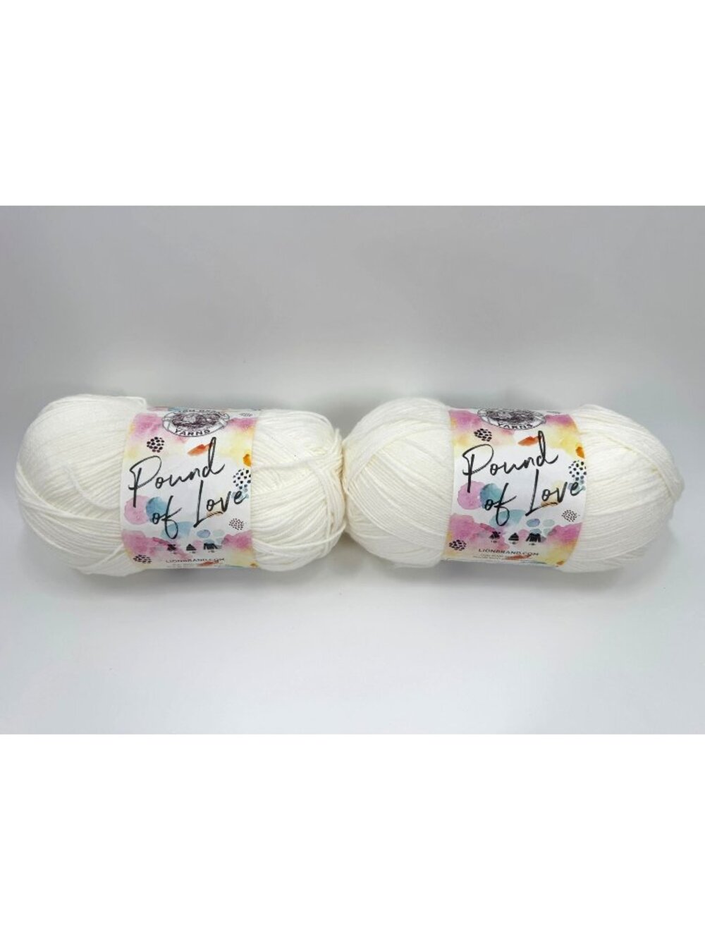 2 Skeins Lion Brand Yarn Pound of Love White Weight 4 1020 yd 16 oz Color 100